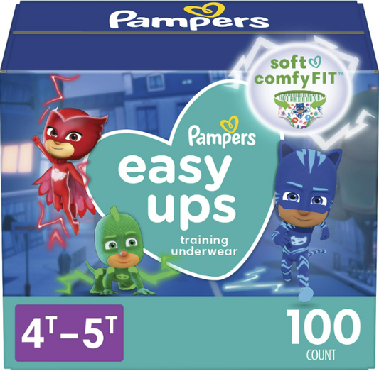 Pampers Easy Ups Boys & Girls Potty Training Pants - Size 4T-5T, One Month Supply, (100 Count) Training Underwear (Packaging May Vary)