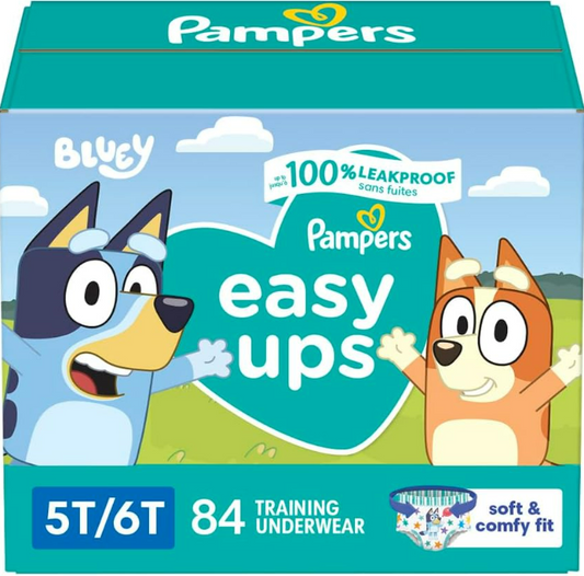 Pampers Easy Ups Boys & Girls Potty Training Pants - Size 5T-6T, One Month Supply (84 Count), Training Underwear (Packaging May Vary)