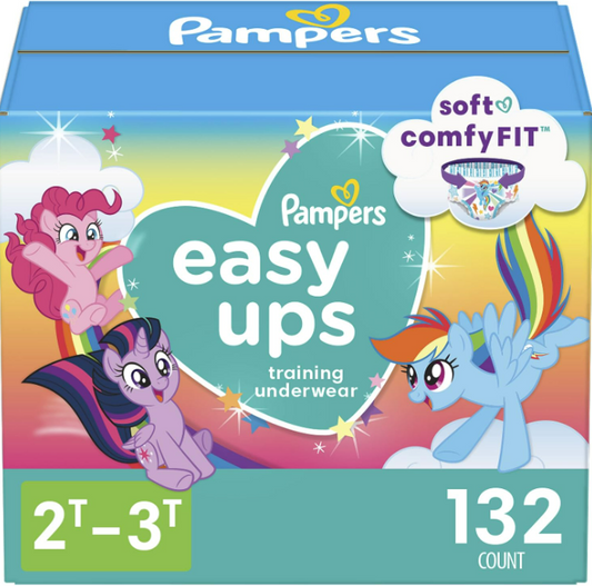 Pampers Easy Ups Girls & Boys Potty Training Pants - Size 2T-3T (132 Count), My Little Pony Training Underwear