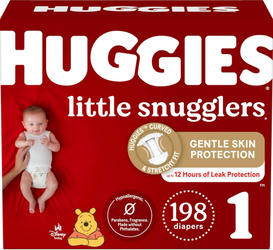 Huggies Size 1 Diapers, Little Snugglers Diapers, Size 1 (8-14 lbs), 198 Count (6 packs of 33)