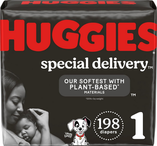 Huggies Special Delivery Hypoallergenic Baby Diapers Size 1 (up to 14 lbs), 198 Count, Fragrance Free, Safe for Sensitive Skin